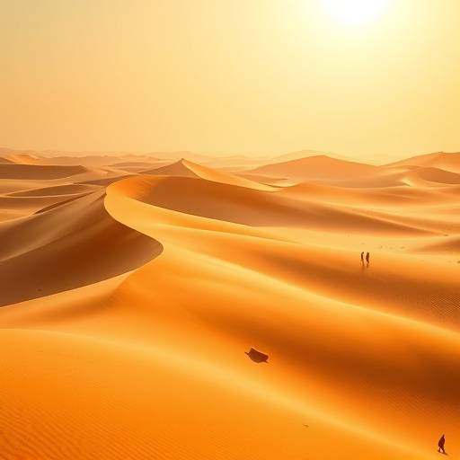 Golden sand dunes stretching across the Sahara Desert in Morocco