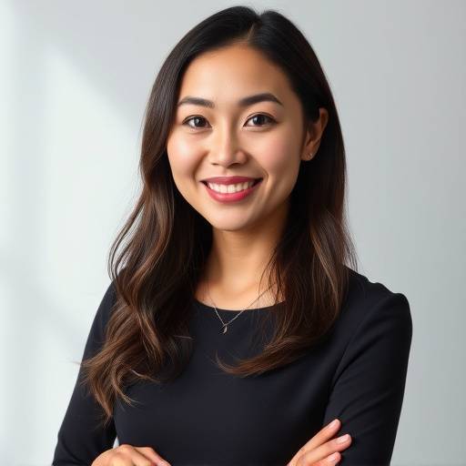 Portrait of Amelia Chen, the founder and lead photographer of PhotoVerse Studio.